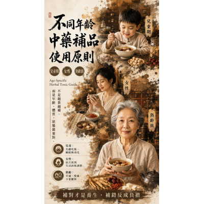 不同年齡中藥補品怎麼吃？不是越貴越補，而是年紀、體質、狀態都要對